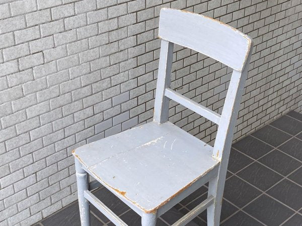 フランスアンティーク France Antique シャビーシック 木製 ダイニングチェア ブルー ペイント 花台 ランプ台 ビンテージ A ■