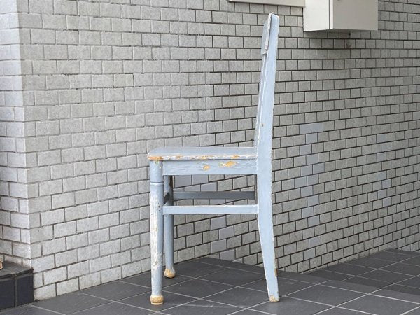 フランスアンティーク France Antique シャビーシック 木製 ダイニングチェア ブルー ペイント 花台 ランプ台 ビンテージ B ■