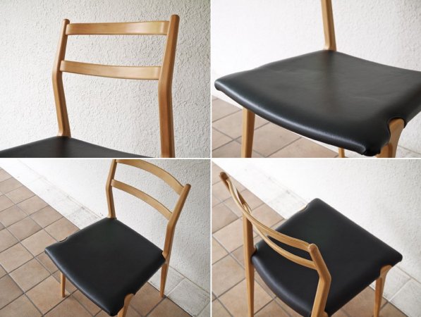 天童木工 TENDO インパラチェア impala chair ホワイトビーチ材 PVCレザー ブラック 佐々木敏光 デザイン A ◇