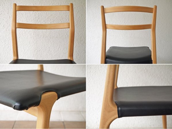 天童木工 TENDO インパラチェア impala chair ホワイトビーチ材 PVCレザー ブラック 佐々木敏光 デザイン A ◇