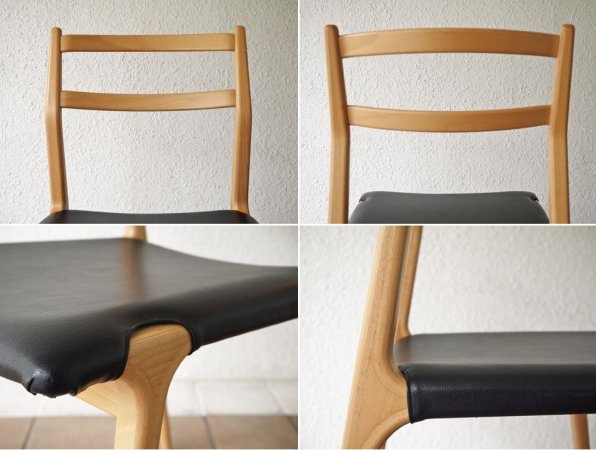 天童木工 TENDO インパラチェア impala chair ホワイトビーチ材 PVCレザー ブラック 佐々木敏光 デザイン B ◇