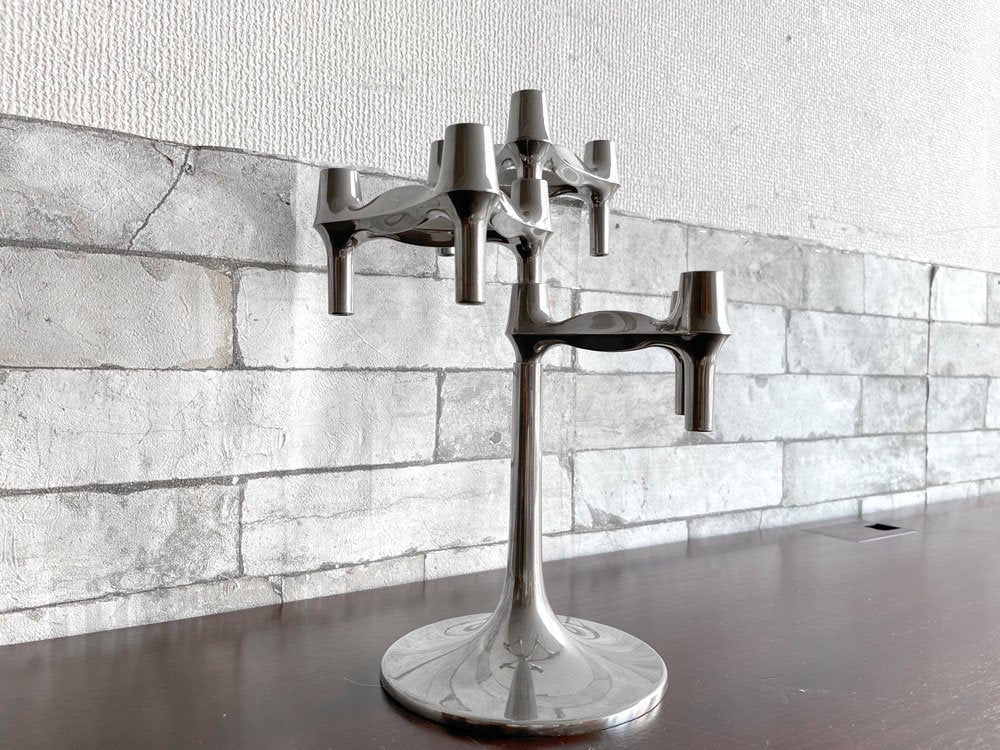 ハンスナゲル Hans Nagel  キャンドルホルダー スタンド 3連 クローム ヴェルナー・ストッフ Werner Stoff ドイツ ビンテージ ストッフナゲル ●