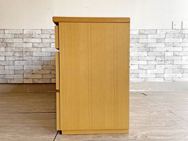 シンプルデザイン Simple Design タモ材 キャビネット チェスト ミニサイドボード W130cm 抽斗6杯 扉収納 オーダー家具 ●