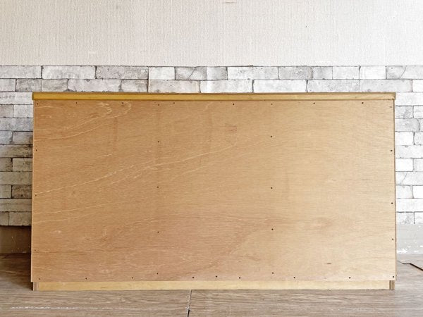 シンプルデザイン Simple Design タモ材 キャビネット チェスト ミニサイドボード W130cm 抽斗6杯 扉収納 オーダー家具 ●
