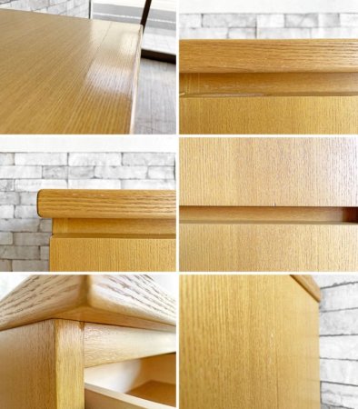 シンプルデザイン Simple Design タモ材 キャビネット チェスト ミニサイドボード W130cm 抽斗6杯 扉収納 オーダー家具 ●