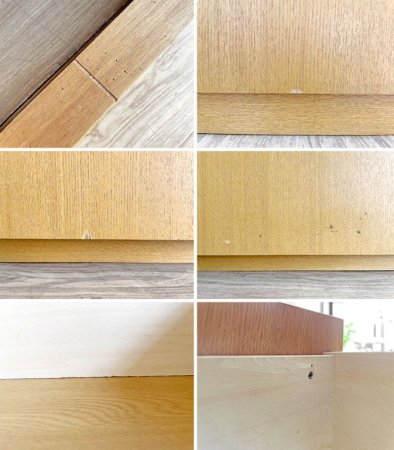 シンプルデザイン Simple Design タモ材 キャビネット チェスト ミニサイドボード W130cm 抽斗6杯 扉収納 オーダー家具 ●