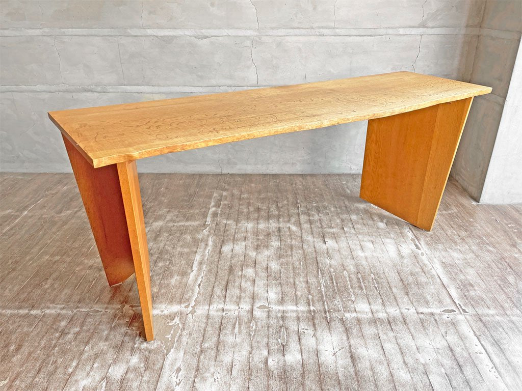 山の中家具工房 WOOD WORKING PLACE ナラ無垢材 デスク コンソールテーブル 笹谷益祥 W152 ♪