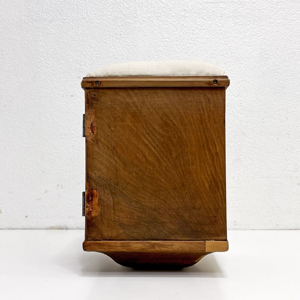ヨーロッパビンテージ European Vintage 裁縫箱 ソーイングボックス 小物入れ 開き扉 抽斗3杯 古家具 古道具 木味 脚部欠品 ●