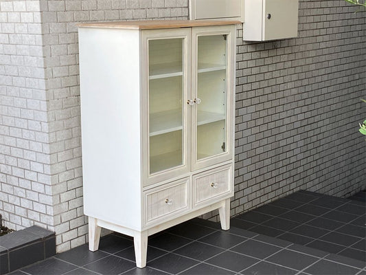 ビーカンパニー B-COMPANY シャビーキャビネット Shabby CABINET アンティークスタイル ガラスキャビネット ホワイトペイント ■