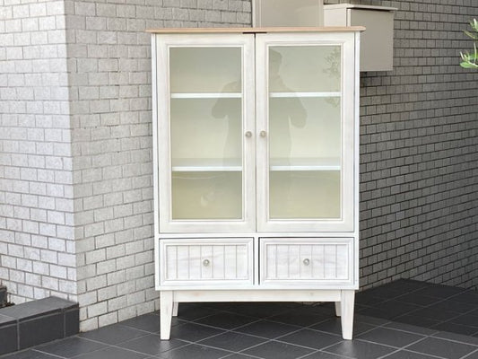 ビーカンパニー B-COMPANY シャビーキャビネット Shabby CABINET アンティークスタイル ガラスキャビネット ホワイトペイント ■