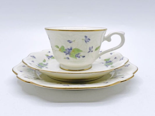 ノリタケ Noritake コンテンポラリーコレクション カップ＆ソーサー C&S トリオセット スミレ ボーンチャイナ 廃番品 A ●