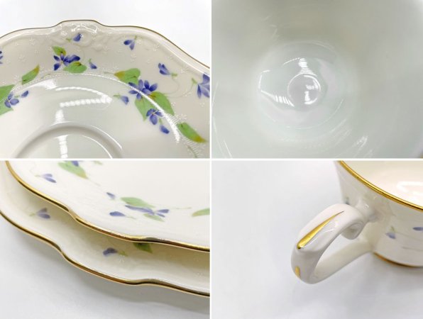 ノリタケ Noritake コンテンポラリーコレクション カップ＆ソーサー C&S トリオセット スミレ ボーンチャイナ 廃番品 A ●