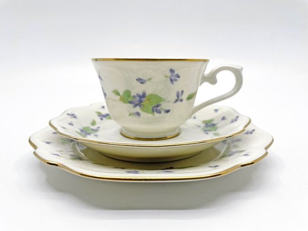 ノリタケ Noritake コンテンポラリーコレクション カップ＆ソーサー C&S トリオセット スミレ ボーンチャイナ 廃番品 C ●