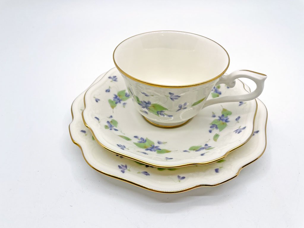 ノリタケ Noritake コンテンポラリーコレクション カップ＆ソーサー C&S トリオセット スミレ ボーンチャイナ 廃番品 D ●