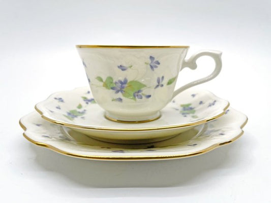 ノリタケ Noritake コンテンポラリーコレクション カップ＆ソーサー C&S トリオセット スミレ ボーンチャイナ 廃番品 D ●