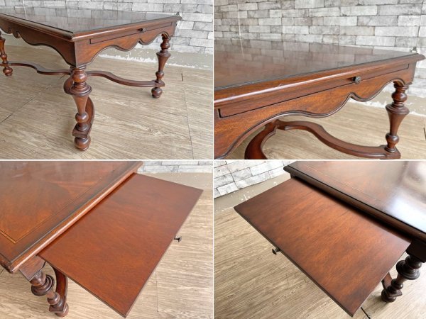 ヨーロピアンクラシカルデザイン European Classical エクステンション コーヒーテーブル センターテーブル 伸長式 W109-165cm ●