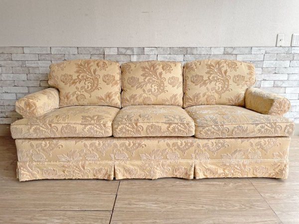 ドレクセルヘリテイジ DREXEL HERITAGE アップホルスタリー Upholstery 3人掛けソファ ファブリック ベージュ系 ヨーロピアンクラシカル 米国家具 アメリカ ●