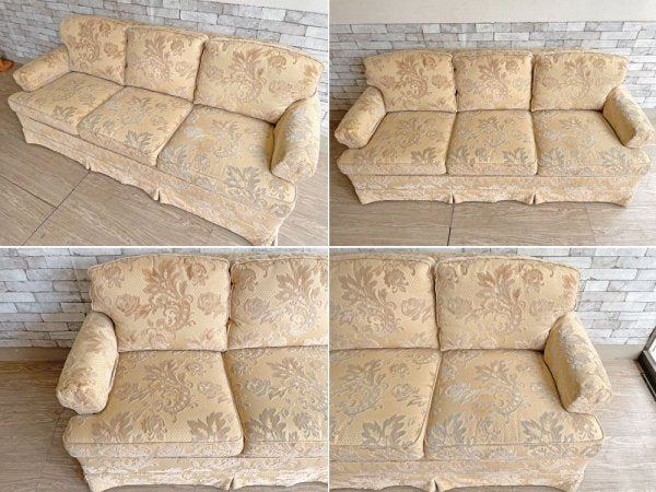 ドレクセルヘリテイジ DREXEL HERITAGE アップホルスタリー Upholstery 3人掛けソファ ファブリック ベージュ系 ヨーロピアンクラシカル 米国家具 アメリカ ●