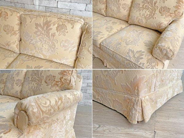 ドレクセルヘリテイジ DREXEL HERITAGE アップホルスタリー Upholstery 3人掛けソファ ファブリック ベージュ系 ヨーロピアンクラシカル 米国家具 アメリカ ●