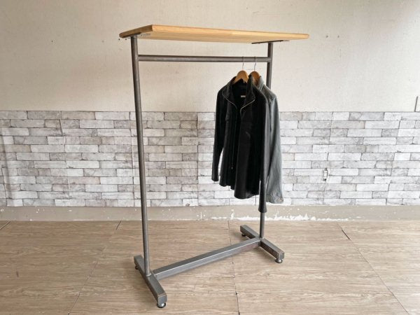 インダストリアルスタイル Industrial Style アイアン × パイン材 ハンガーラック コートハンガー W90cm 工業系 店舗什器 ●