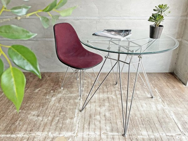 ミッドセンチュリースタイル Midcentury Style ラウンド ガラス ダイニングテーブル カフェテーブル スターベース  スペースエイジ 現状品 ♪