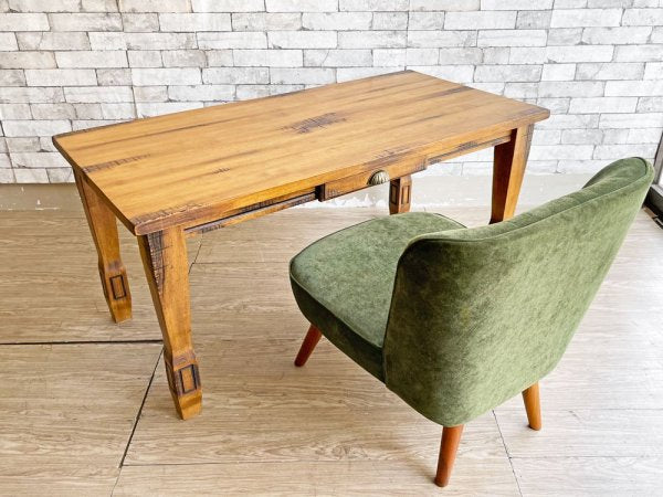 ビンテージスタイル Vintage Style デスク 引き出し付き ダイニングテーブル H60? ビンテージ加工 ●