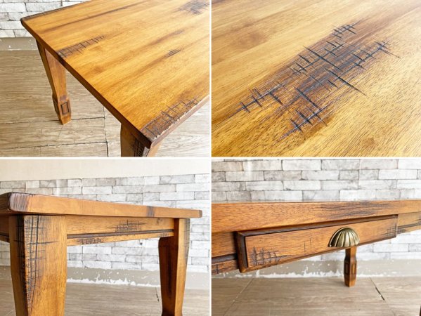 ビンテージスタイル Vintage Style デスク 引き出し付き ダイニングテーブル H60? ビンテージ加工 ●