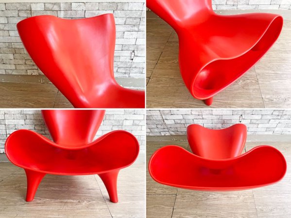 マーク・ニューソン Marc Newson オルゴンチェア Orgone chair ポリプロピレン製 レッド ラウンジチェア 90年代 希少 ●