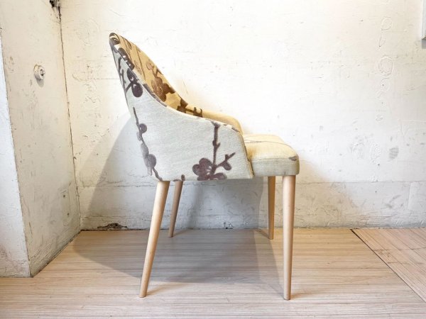 タイムアンドスタイル TIME&STYLE フィリップ Philip ハーフアームチェア half arm chair ブナ材 梅の花柄 廃番仕様 参考定価￥132,000- A ★