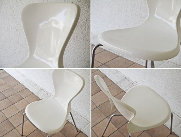 イデー IDEE ヨーンチェア YAWN CHAIR FRP製 ホワイト ダイニングチェア 廃盤品 岡嶌 要 デザイン B ◇