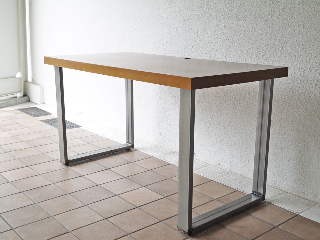 インダストリアルデザイン Industrial design デスク ワーキングテーブル ウォールナット天板 × 鉄脚 W140cm ◇