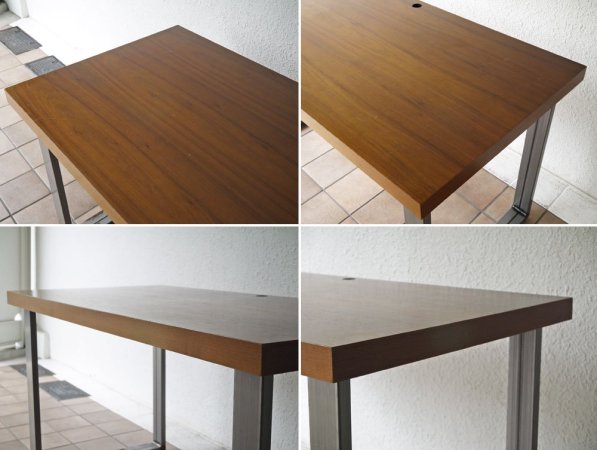 インダストリアルデザイン Industrial design デスク ワーキングテーブル ウォールナット天板 × 鉄脚 W140cm ◇