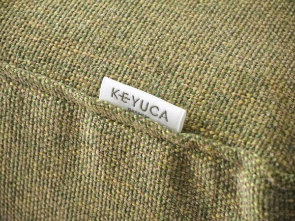 ケユカ KEYUCA スティックバック ソファ 2P タモ無垢材フレーム グリーン系ファブリック カバーリング ローソファー 北欧デザイン ◇