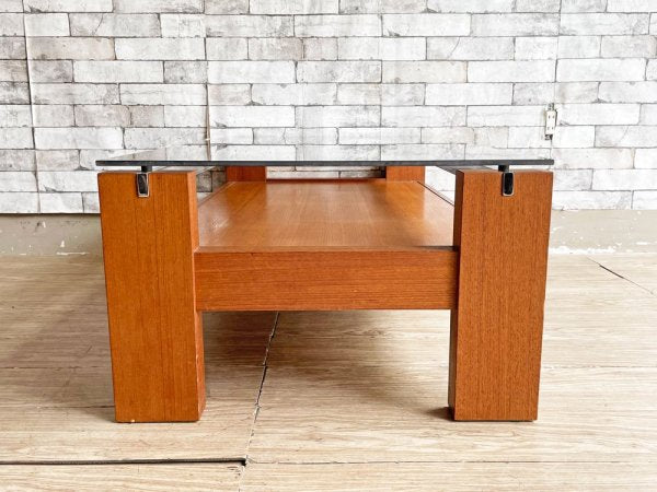 ミツバ MITSUBA  ローテーブル センターテーブル コーヒーテーブル ガラス天板 スモークガラス チーク材 ジャパニーズモダン ●