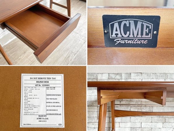 アクメファニチャー ACME Furniture デルマー DELMAR デスク 作業机 ウォールナット材 抽斗付き W110cm ●