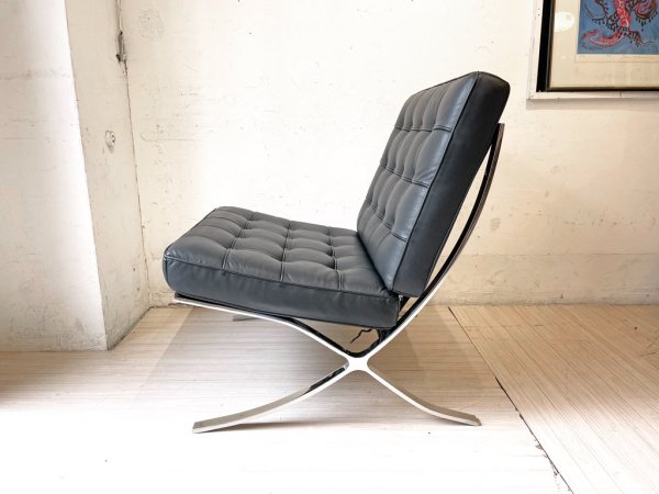 ミース・ファン・デル・ローエ バルセロナチェア Barcelona Chair リプロダクト 本革 1シーターソファ モダンデザイン IDC大塚家具 購入 ★