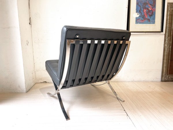 ミース・ファン・デル・ローエ バルセロナチェア Barcelona Chair リプロダクト 本革 1シーターソファ モダンデザイン IDC大塚家具 購入 ★