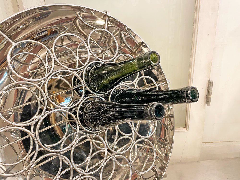 三宝産業 ユキワ YUKIWA ジャンボワインラック JUMBO WINE RACK ボトルホルダー 半球型 18-8ステンレス 19本 業務用 定価￥390,000- ●