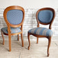 ヨーロピアンクラシカル デザイン European Classical design ダイニングチェア 2脚セット 猫脚 ファブリック ブルー イタリア ロココ調 A ●