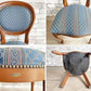 ヨーロピアンクラシカル デザイン European Classical design ダイニングチェア 2脚セット 猫脚 ファブリック ブルー イタリア ロココ調 A ●