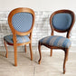 ヨーロピアンクラシカル デザイン European Classical design ダイニングチェア 2脚セット 猫脚 ファブリック ブルー イタリア ロココ調 B ●