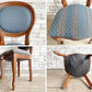 ヨーロピアンクラシカル デザイン European Classical design ダイニングチェア 2脚セット 猫脚 ファブリック ブルー イタリア ロココ調 B ●