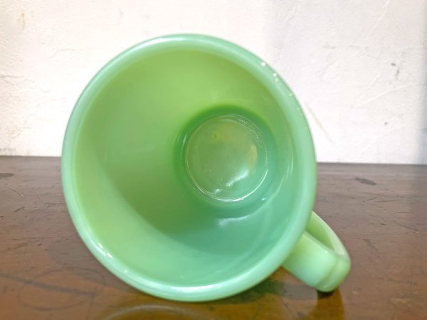 ファイヤーキング Fire King ジェダイ Jadeiteマグカップ Dハンドル  ミルクガラス アメリカ ★