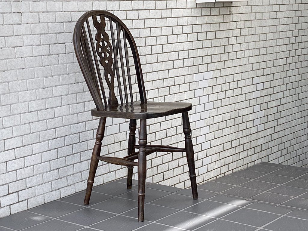 アーコール Ercol ホイールバックチェア スポークバック ダイニングチェア エルム材 UKビンテージ 英国家具 ■