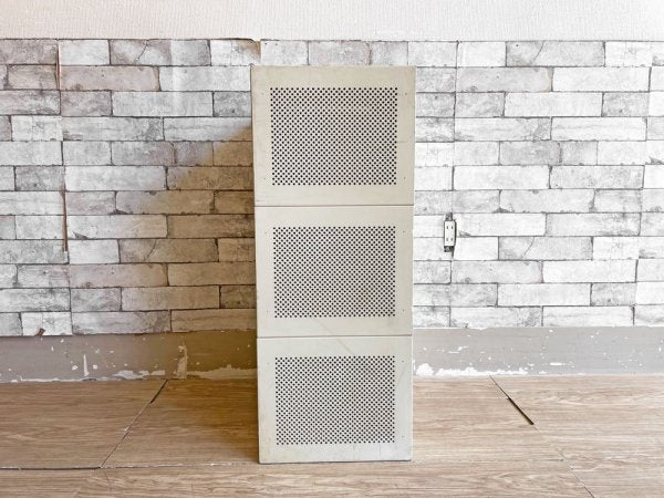 インダストリアルスタイル Industrial Style スチールキャビネット オープンタイプ 3段 奥行46cm パンチングメタル ●