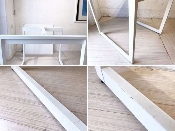 フランフラン Francfranc ガラストップ ダイニングテーブル ホワイトスチールフレーム 正方形 75ｃｍ バルス東京 ★