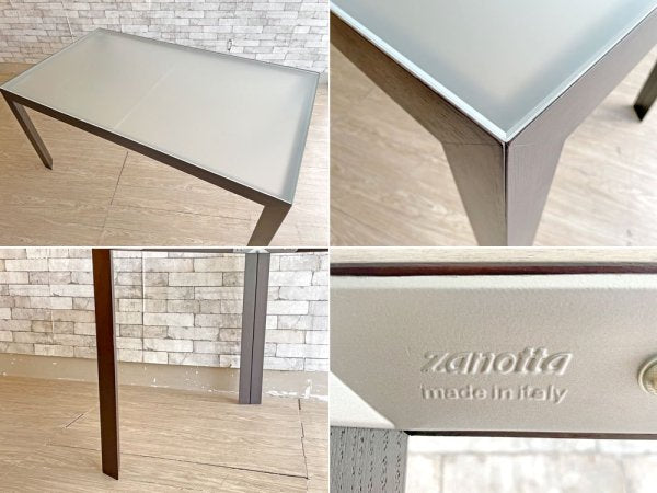 ザノッタ Zanotta ガラストップ ダイニングテーブル フロストガラス W160cm イタリア モダンデザイン ●