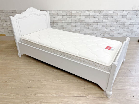 フランスベッド france bed R-1 HRL7-FB シングルベッド  ウッドフレーム ホワイト マットレス付 シャビーシック アンティークスタイル ●