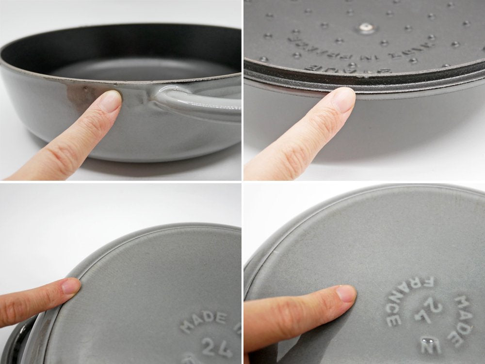 ストウブ STAUB ニダベイユ ソテーパン 両手鍋 ホーロー鍋 24cm グレー IH対応 フランス ●