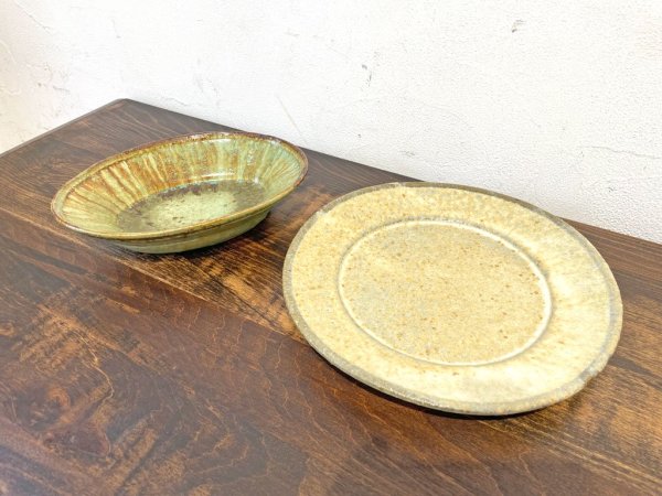 大沼 道行 リム皿 器 ワラ灰 織部焼 現代作家 ★